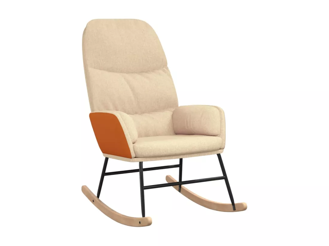 Chaise à bascule Blanc crème Tissu