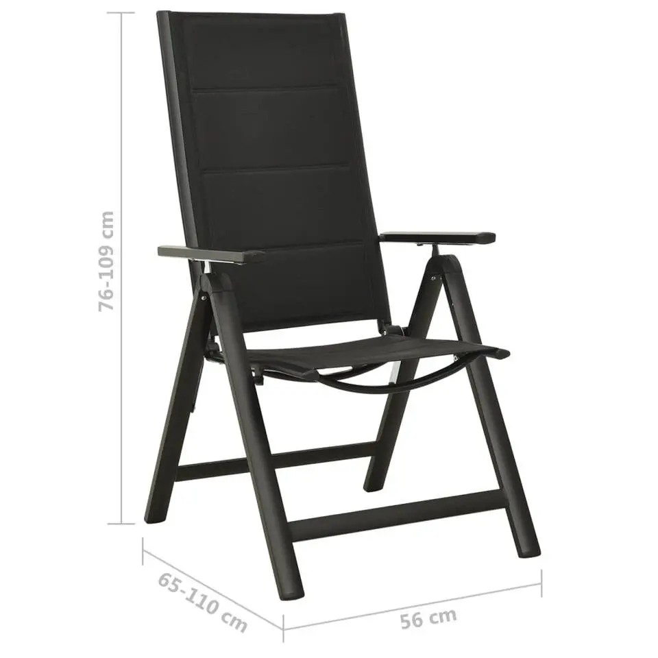 vidaXL - Stapelbare Stoel - Zwart - Aluminium - 2 stuks