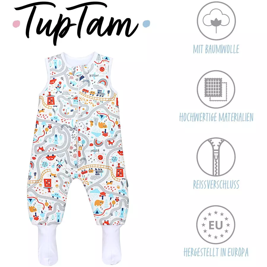 TupTam Baby Winter Schlafsack mit Beinen und Füßen orangegelb