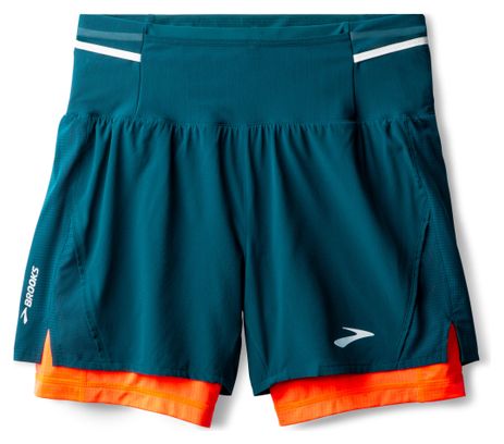 Short 2-en-1 Brooks High Point 2.0 5inch Bleu/Rouge Homme