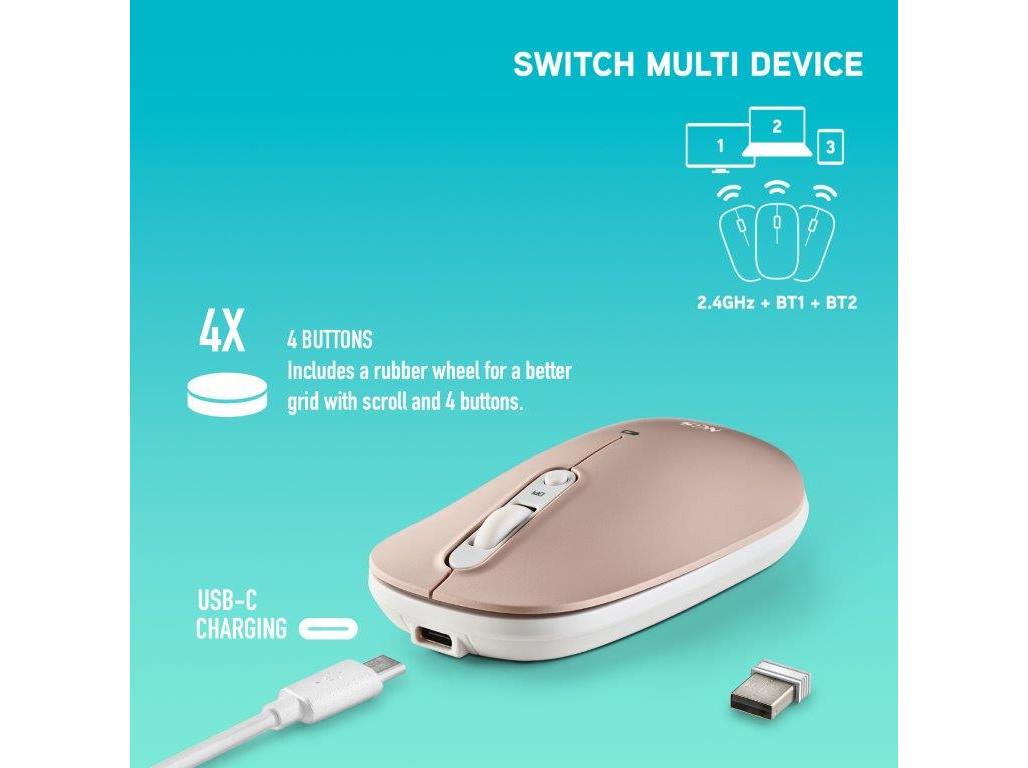 RATO MULTI-DISPOSITIVO SEM FIOS RECARREGÁVEL NGS SHELL-RB