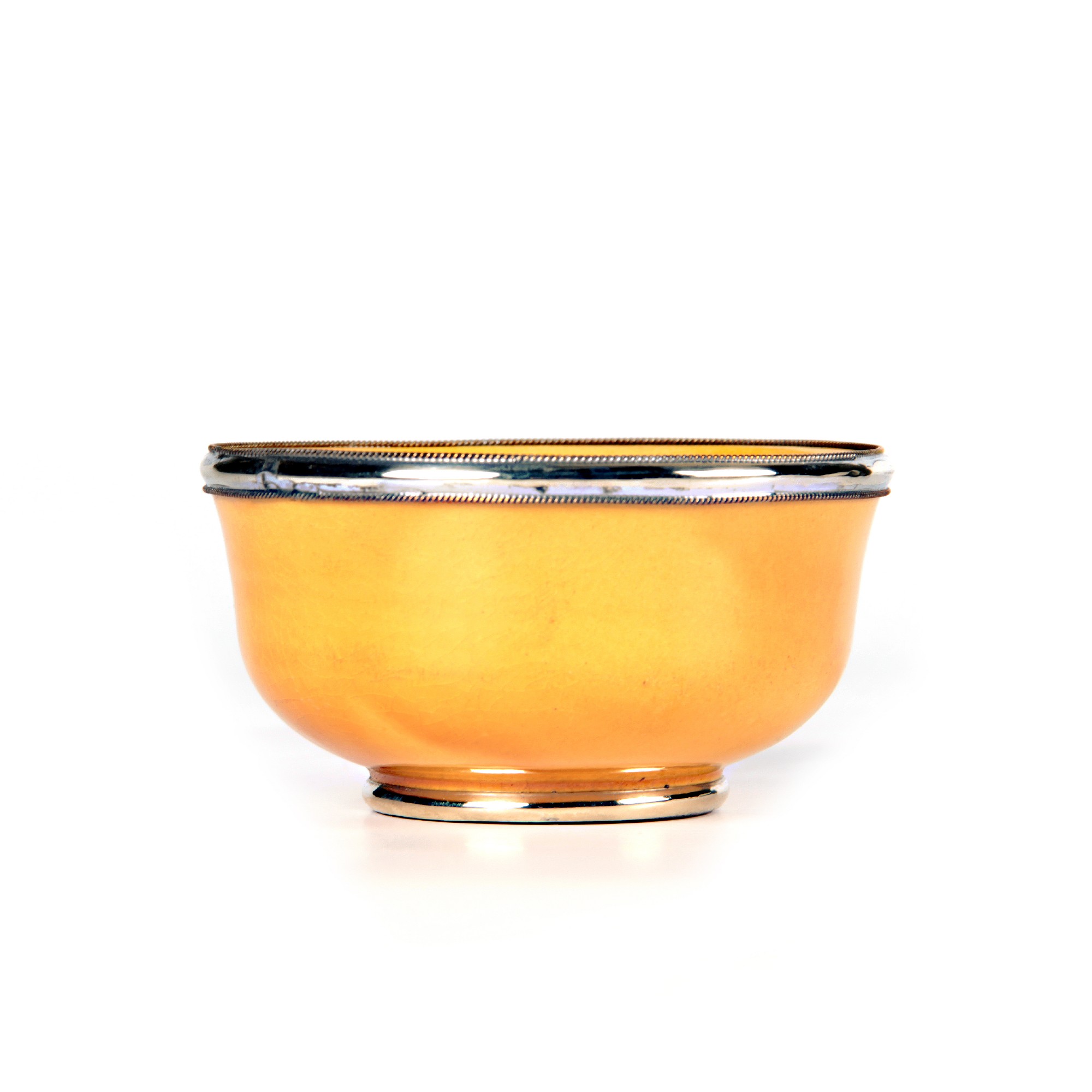 Zierschale mit Metallrand gelb, Ø 10 cm, H 6 cm von fischer's lagerhaus