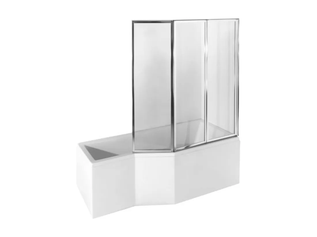 Baignoire asymétrique INTEGRA 150-170 cm x 75 cm + pare baignoire - Angle: Droit - Dimensions: 150cm