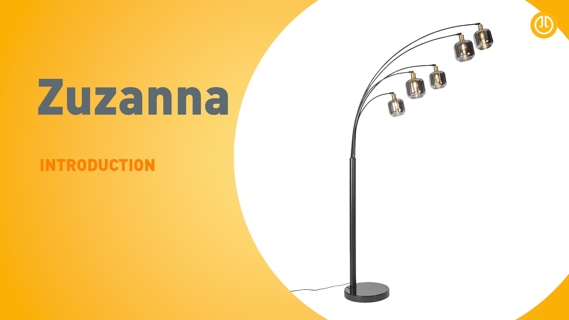 Vloerlamp zwart met goud met smoke glas 5-lichts - Zuzanna