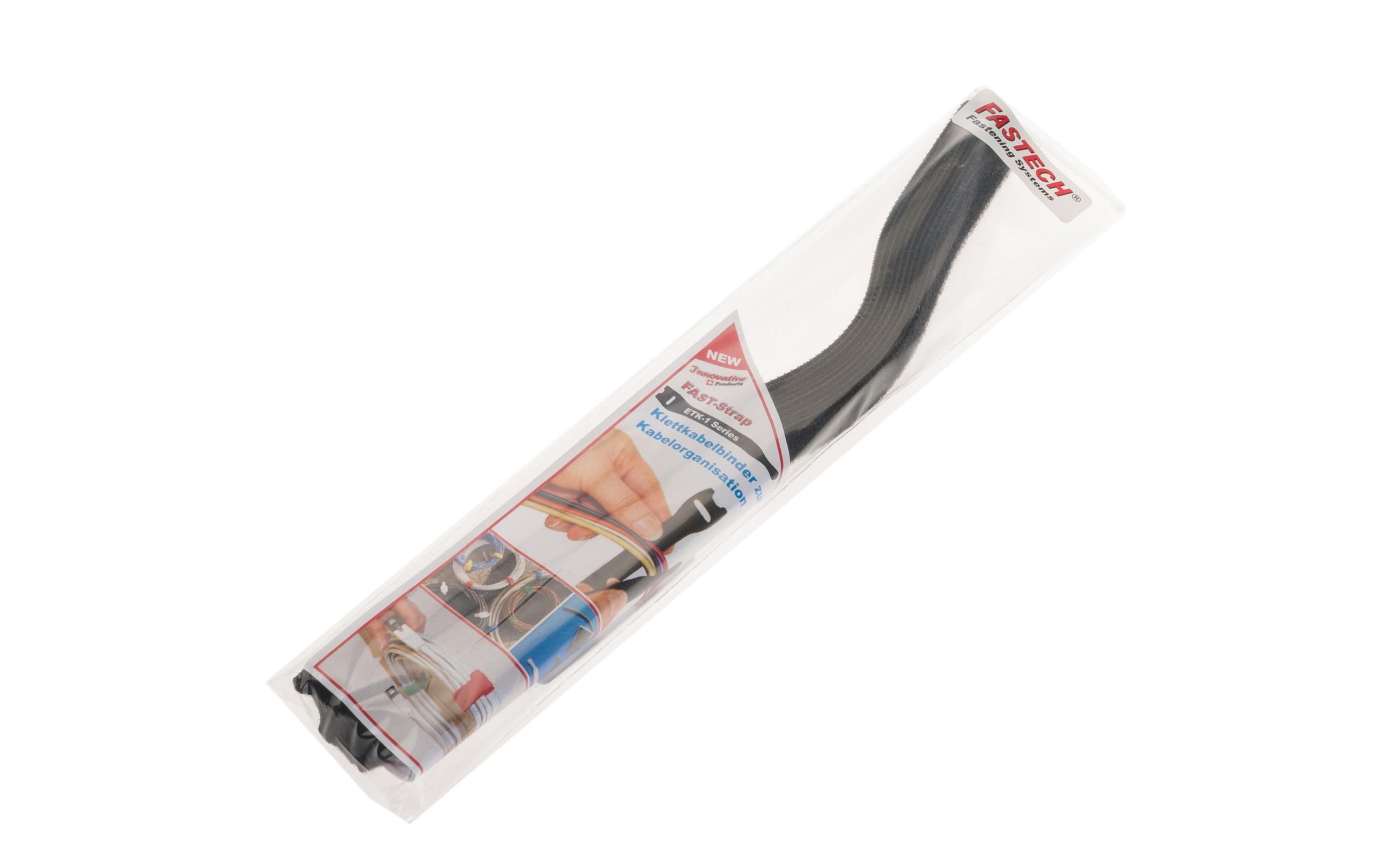 Klettkabelbinder ETK-1-3 13 x 250 mm Schwarz, 10 StückKabelmanagement mit Klettverschlusssystem