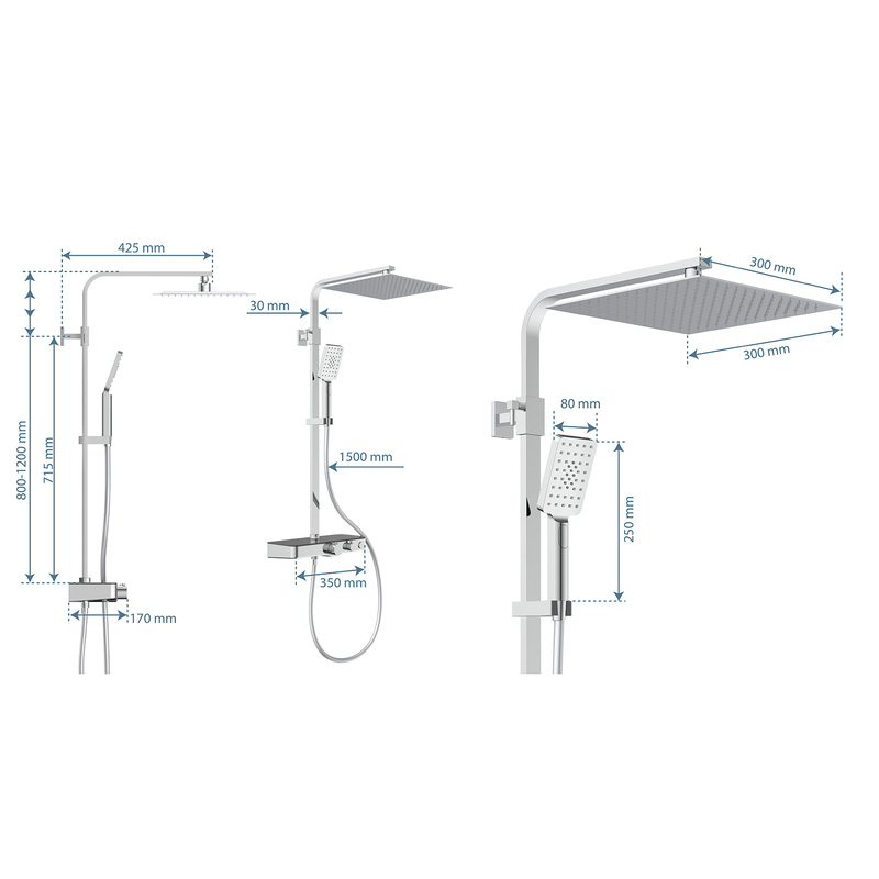 Schütte Ocean doucheset 150mm chroom-antraciet