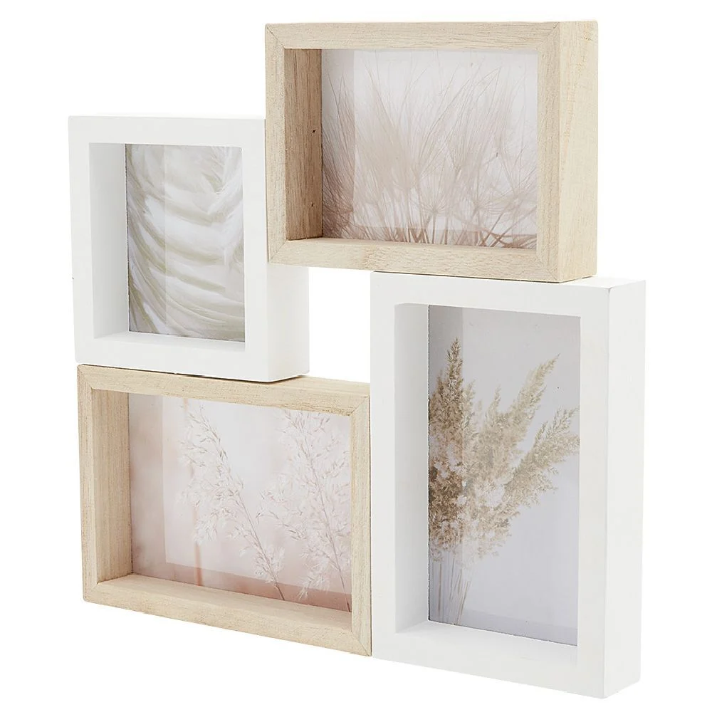 Pêle-mêle motif pampa blanc naturel 4 vues