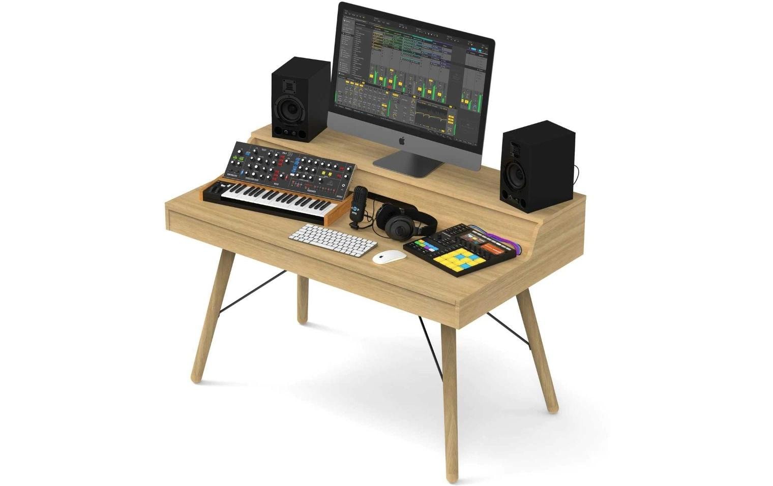 Vintage Music Station Box 1/2<br>Kombination aus DJ-Tisch, Studio-Workstation und Plattenaufbewahrung.