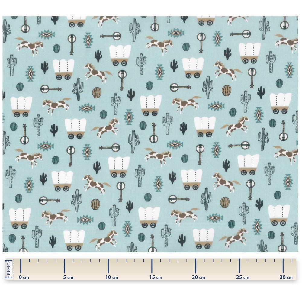 Coupon Tissu 50 Cm Bleu Western