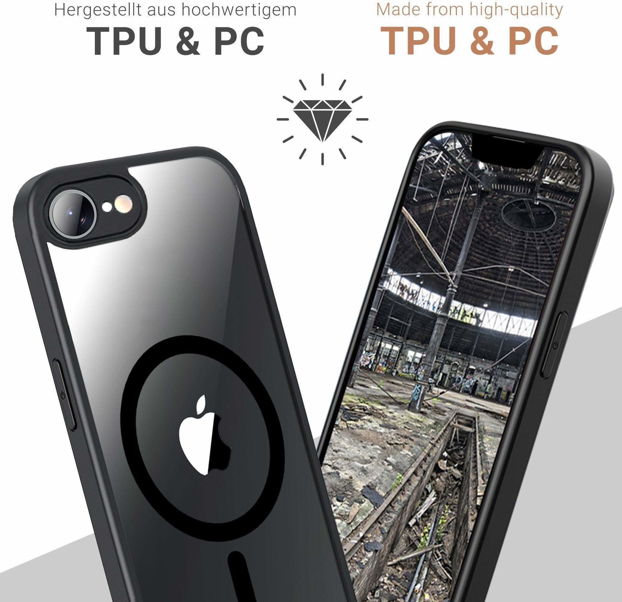 iPhone 16e MagSafe Hybrid Hülle TPU Bumper   Acryl Rückseite Pankow Hybrid (11114) - Schwarz / Transparent