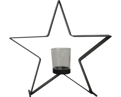 Lafiora Ster Theelichthouder, Zwart, H 27 cm, zwart