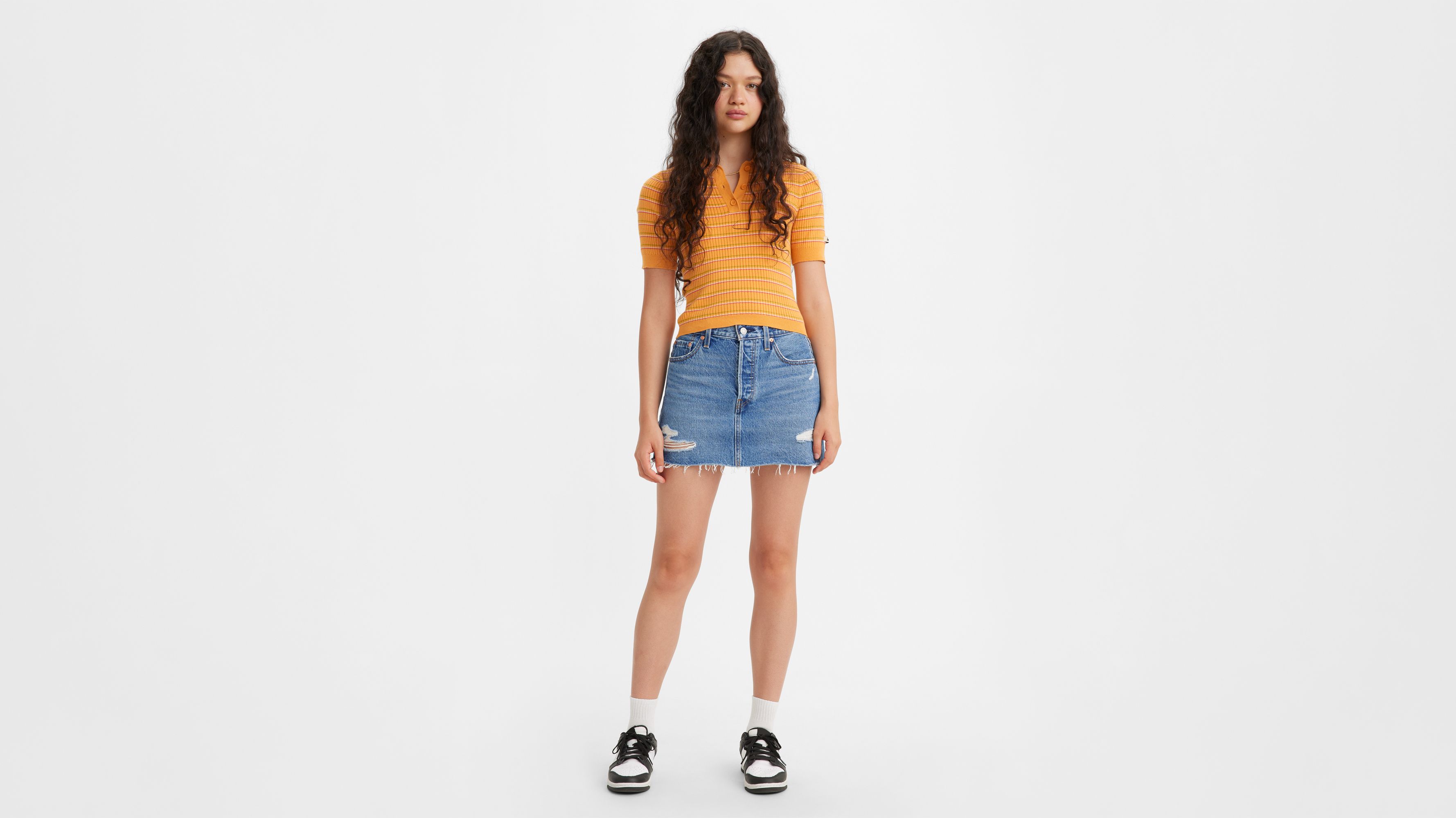 Jupe Icon - Medium Indigo Destructed - Bleu