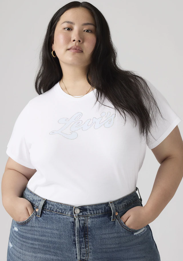 Levi's® Plus T-Shirt »PL PERFECT TEE« Applikation mit Glitzersteinen