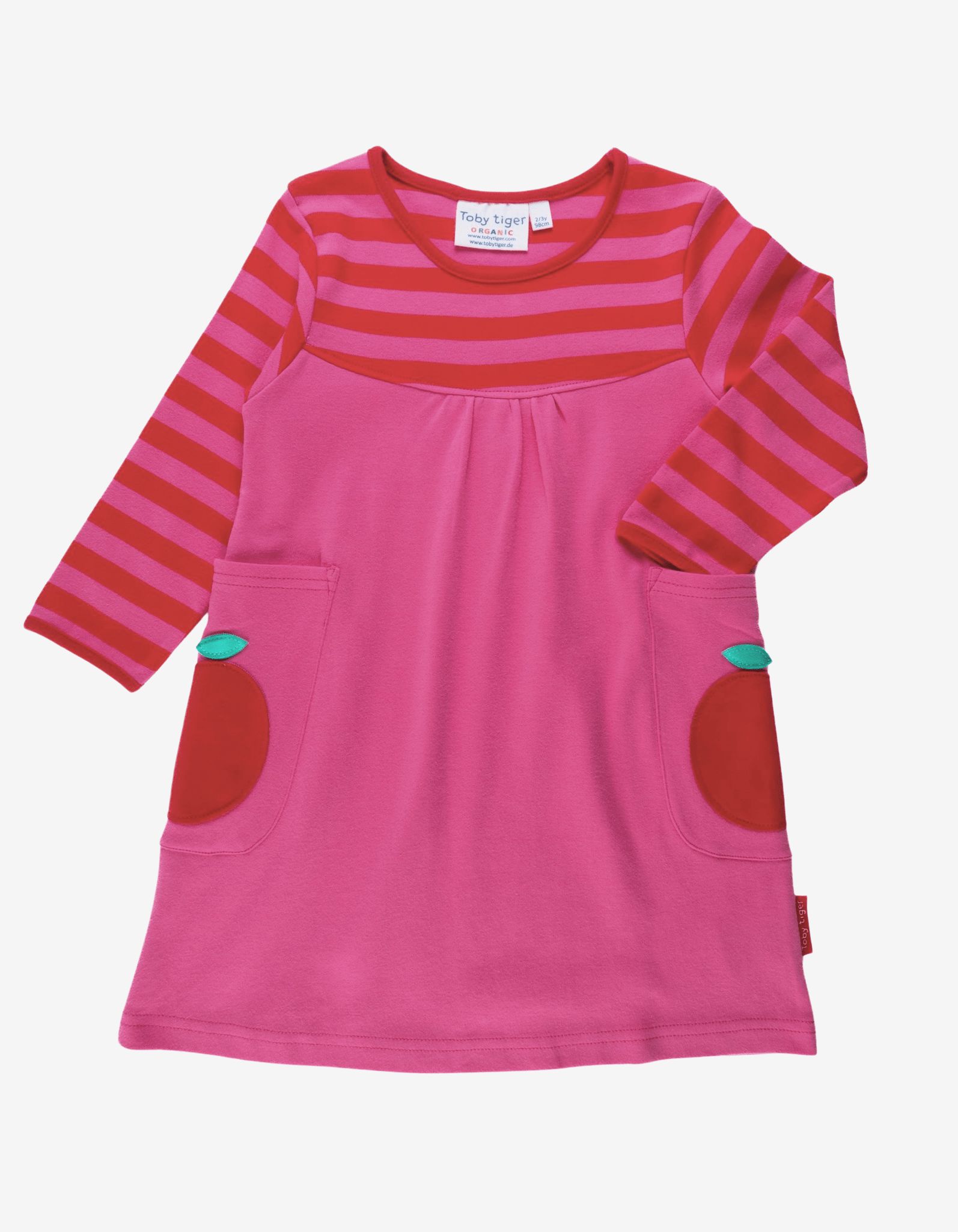 Toby Tiger Langärmeliges Kleid mit Apfel-Applikation