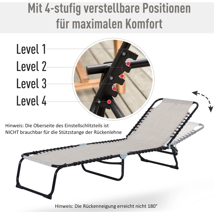 Outsunny Klappliege mit Klappbarkeitsfunktion beige