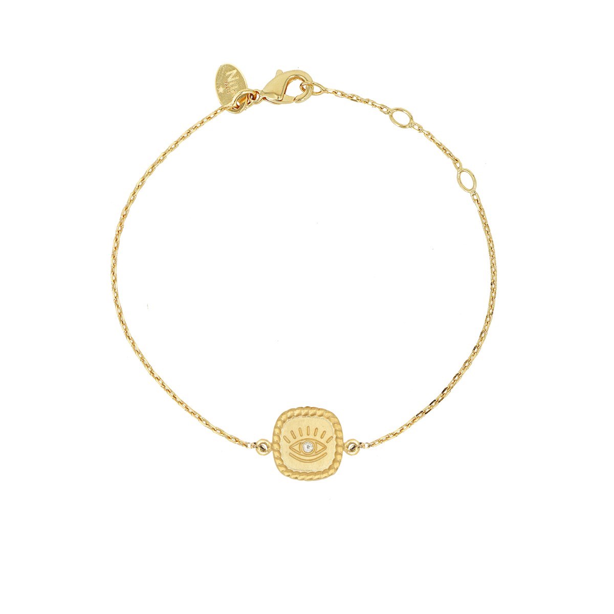 Bracelet médaillon oeil et zircon doré à l'or fin 24K MINI ORACLES