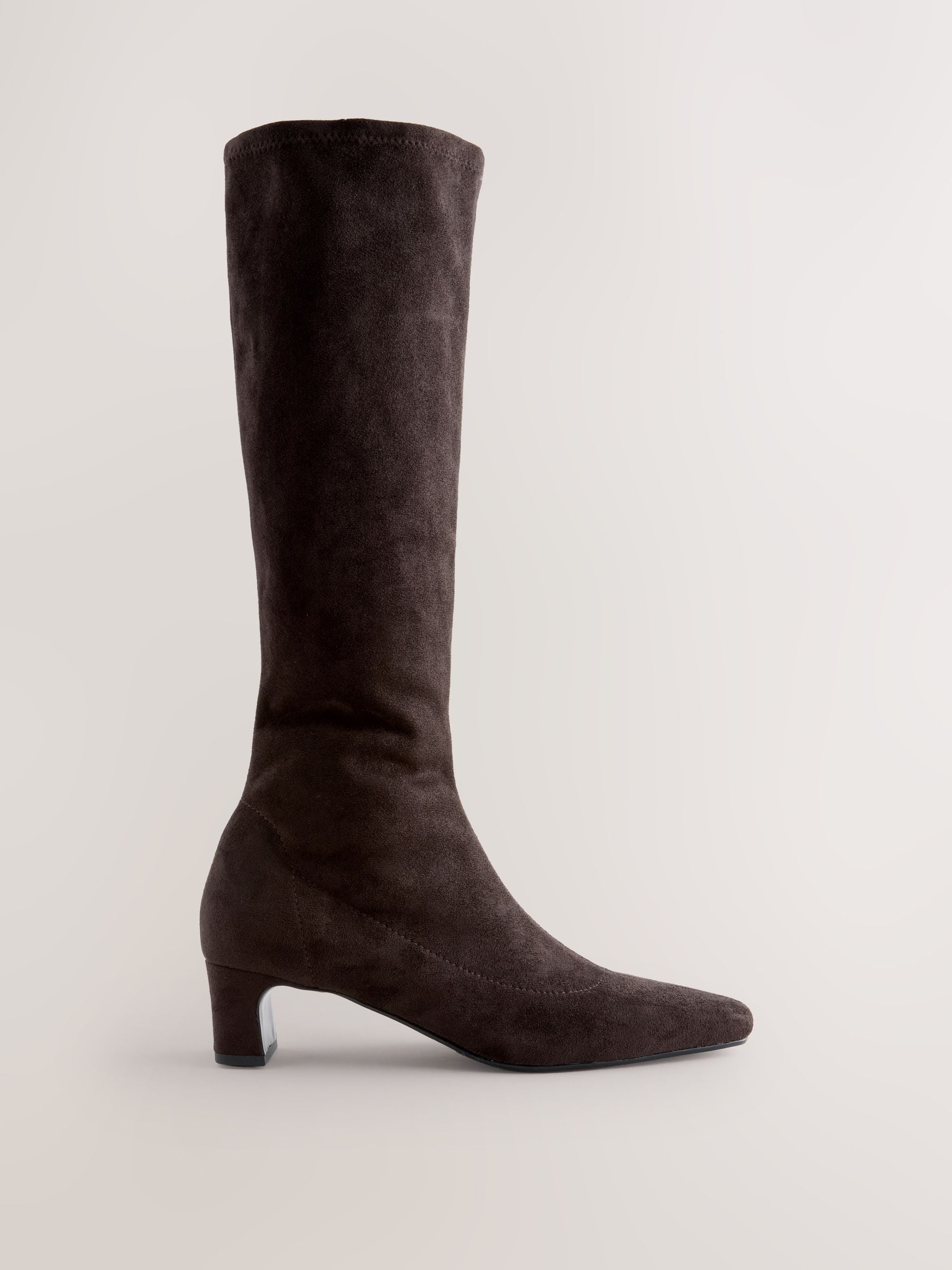 Chocoladebruin - Forever Comfort® kniehoge soklaarzen met afgeronde spitse neus
