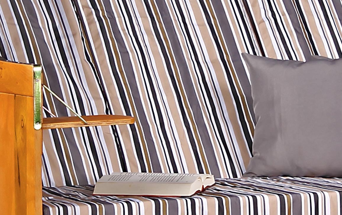 Baltische strandstoel, driezits, PE, zwart, olijfgrijs design