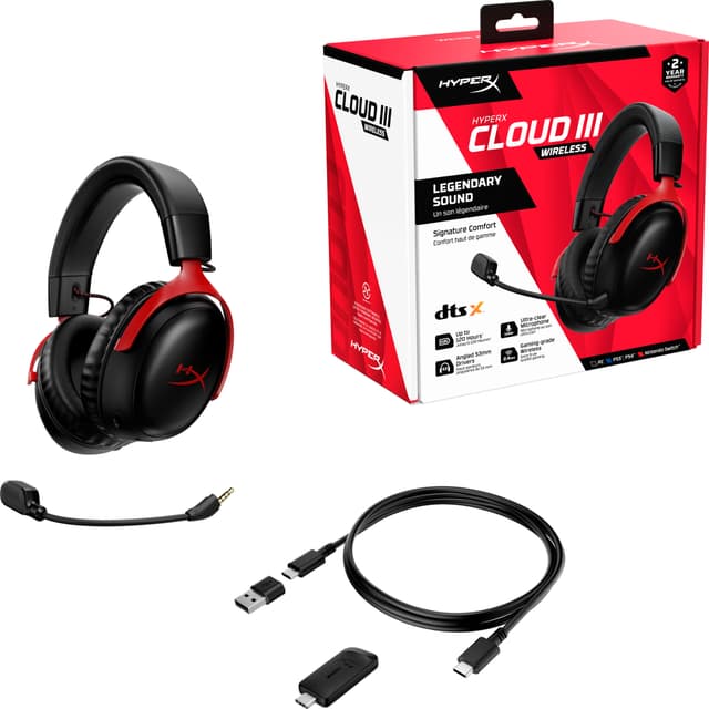 HyperX Cloud III Trådløse gaming høretelefoner (sort/rød)