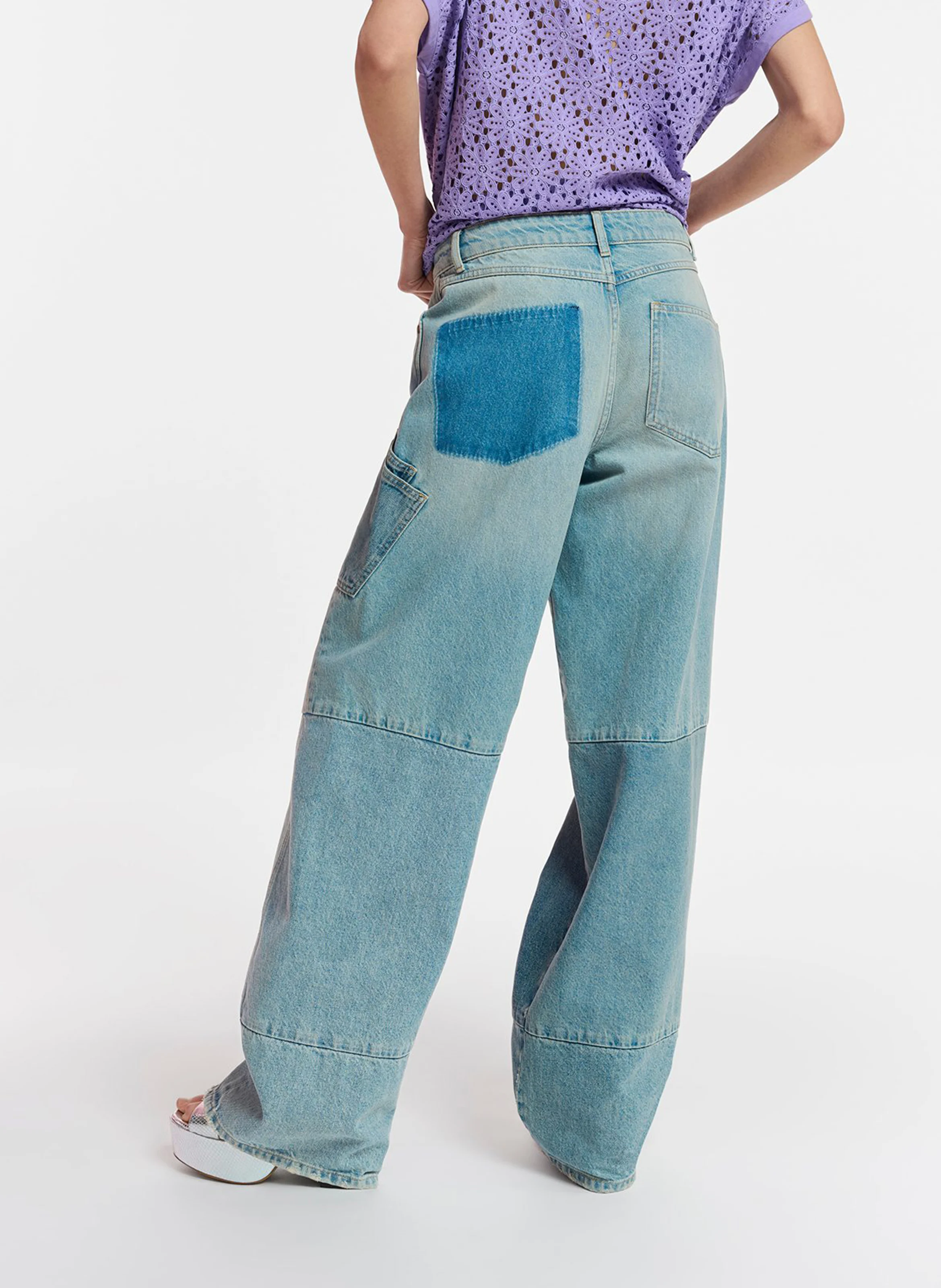 GARDENER - Jean droit taille haute en coton | Bleu