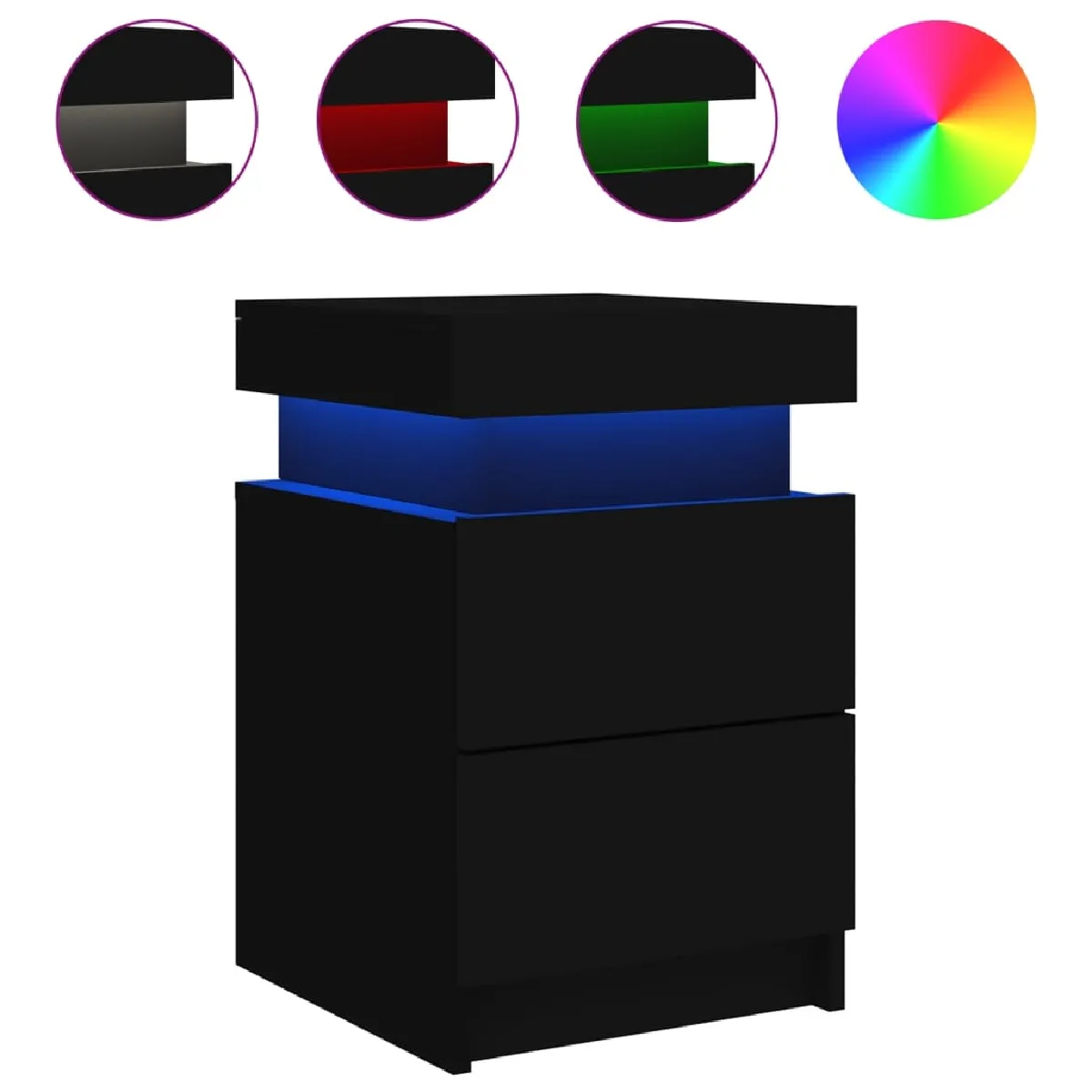 vidaXL Table de Chevet LED Noir