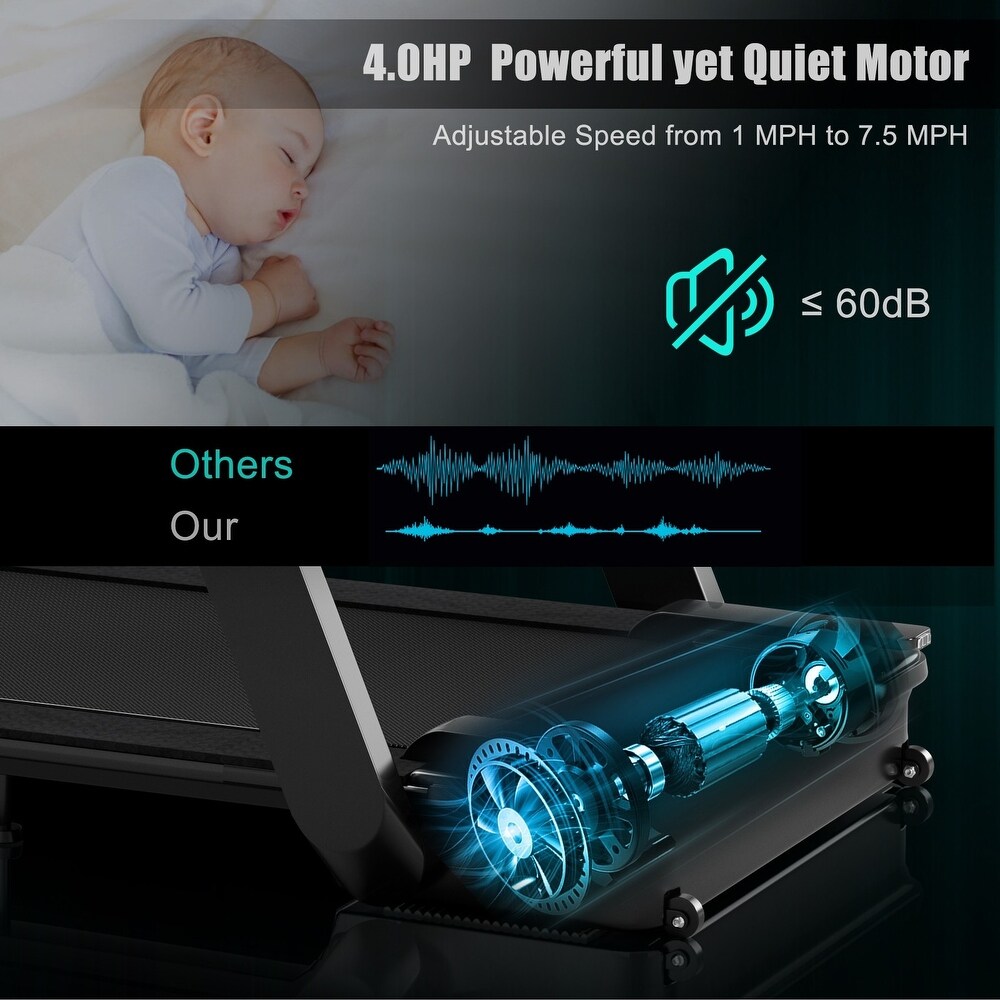 Esteira elétrica dobrável de 4.0HP com alto-falante e LED - 57,5 x 31 x 43,5 (C x L x A)