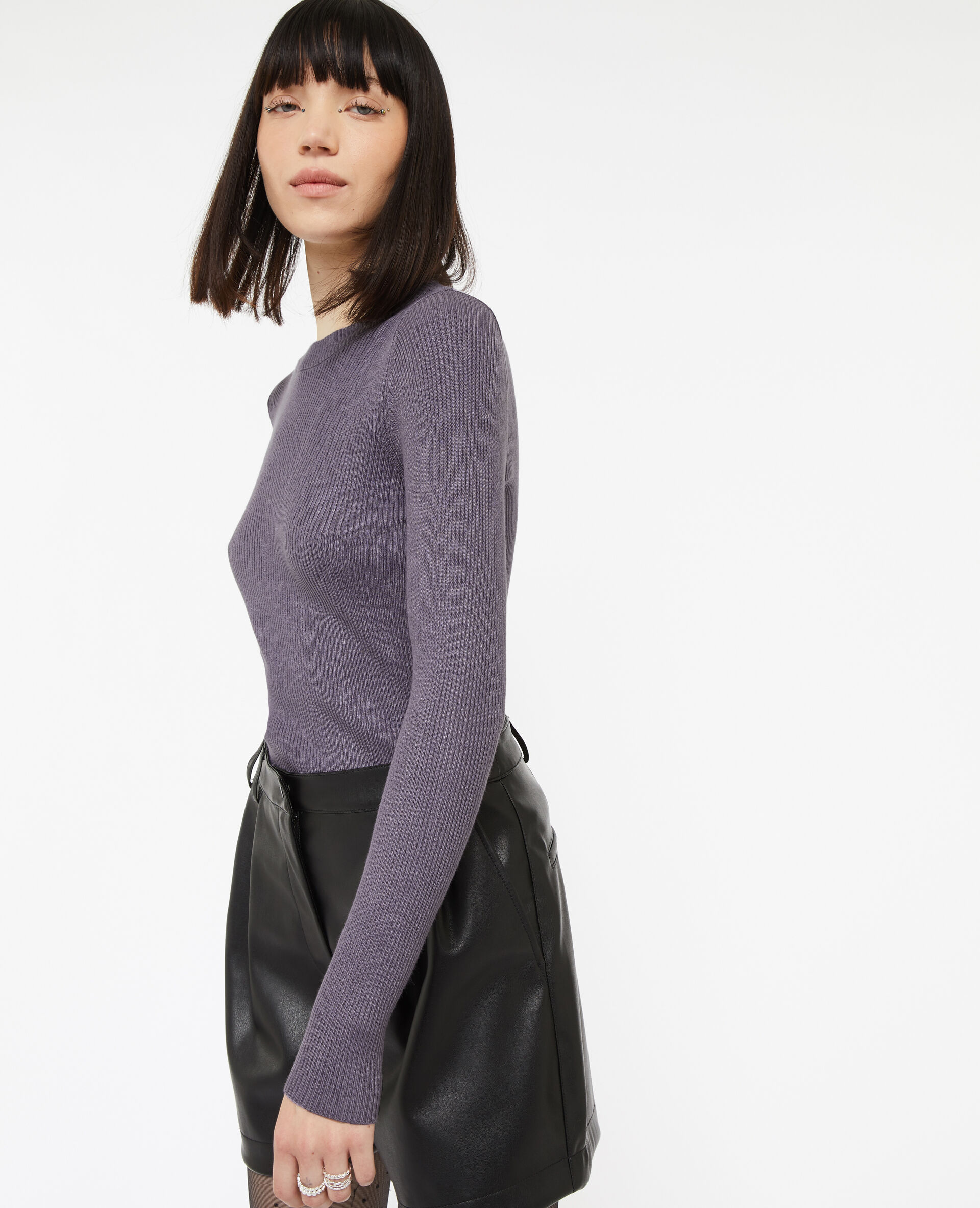 Pull en maille col rond - Lilas