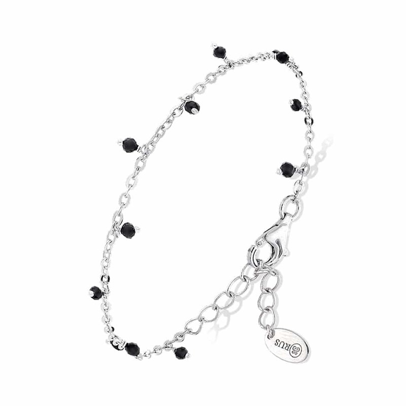 Bracelet Argent Petites Goutte Perles Spinelle Noire