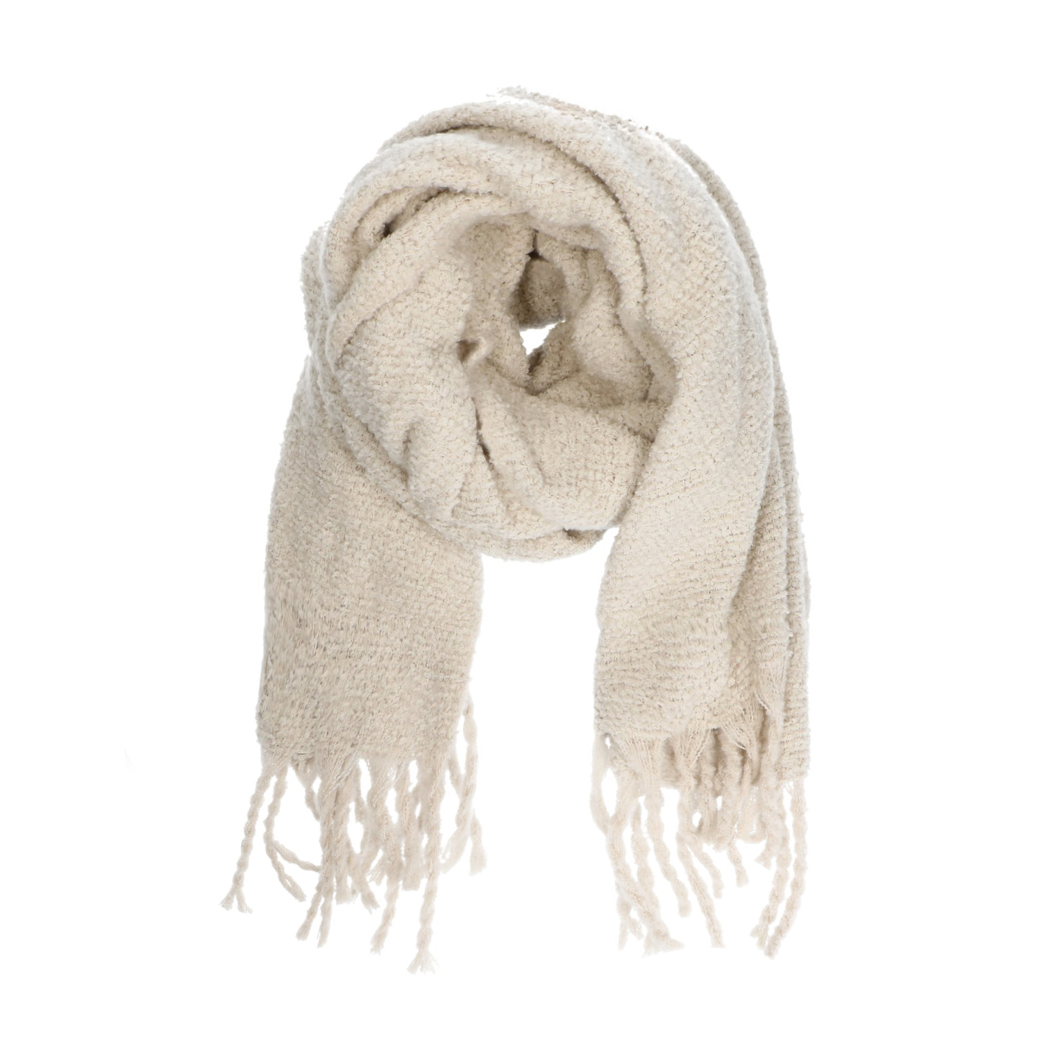 Beige zachte teddy sjaal