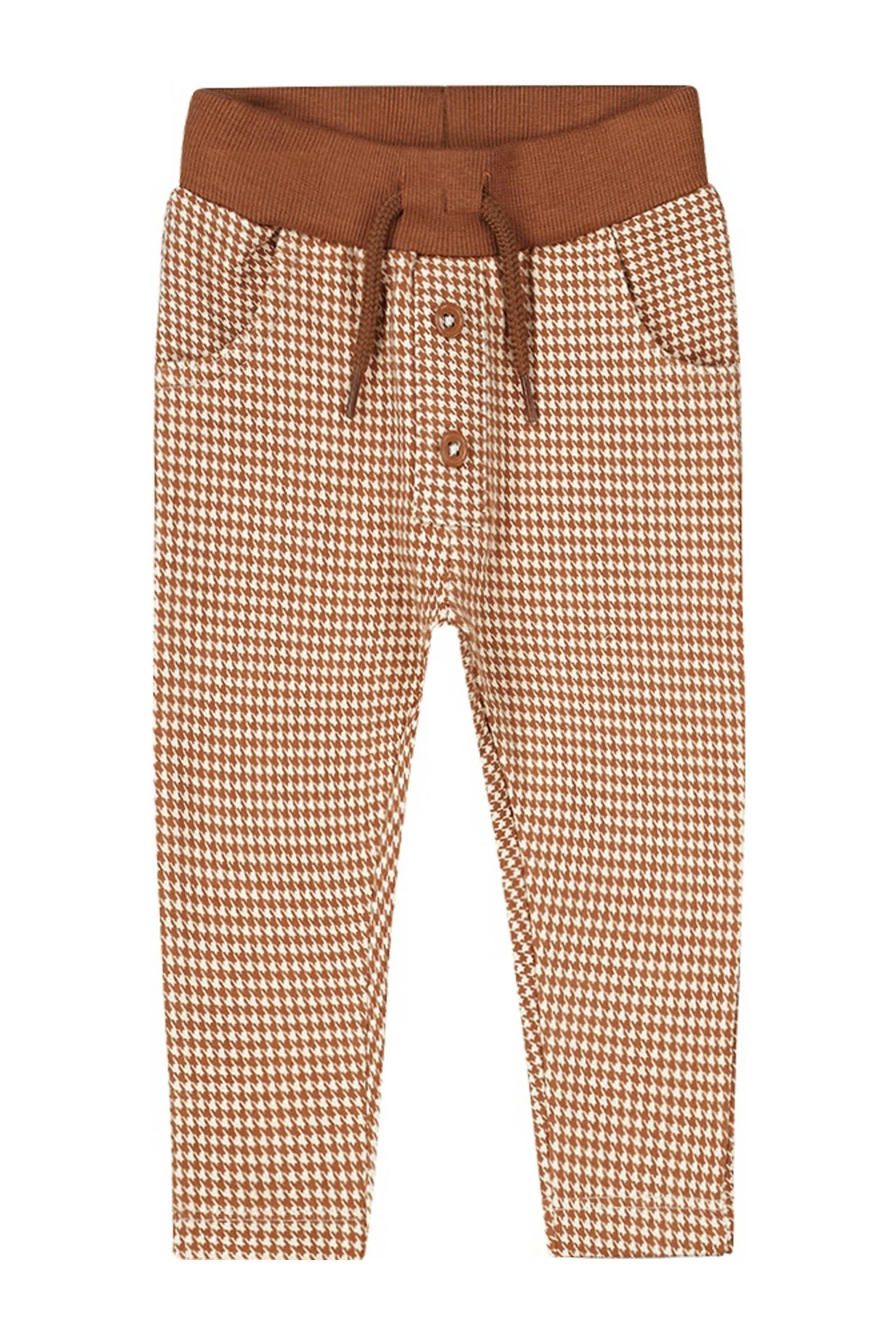 Dirkje regular fit broek met pied-de-poule beige/bruin