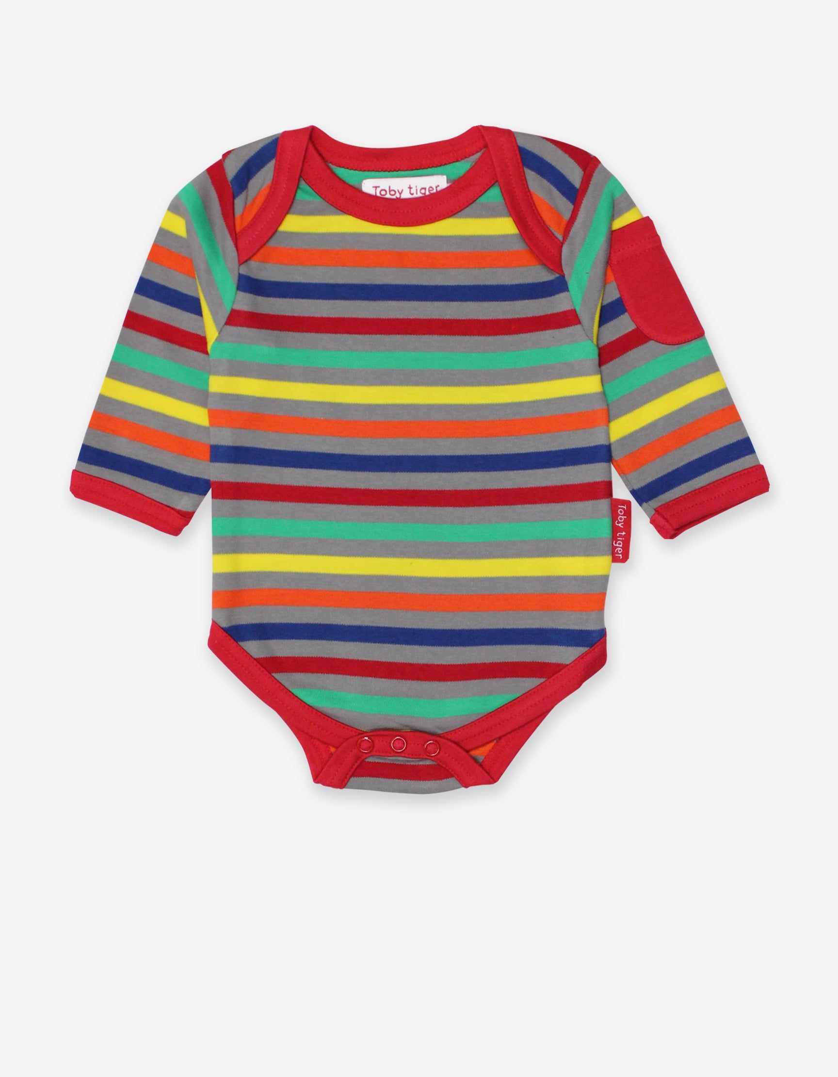 Toby Tiger Langarm Baby Bodys  und bunt gestreift im Doppelpack