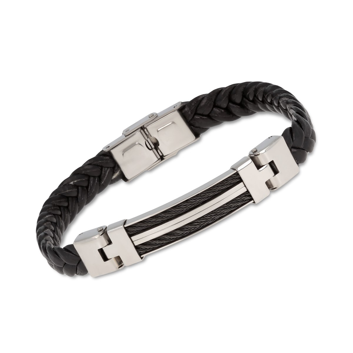 Bracelet Acier 316L et cuir imitation 66M