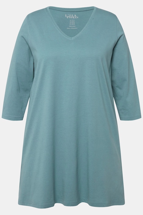 Longshirt, A-Linie, V-Ausschnitt, 3/4-Arm