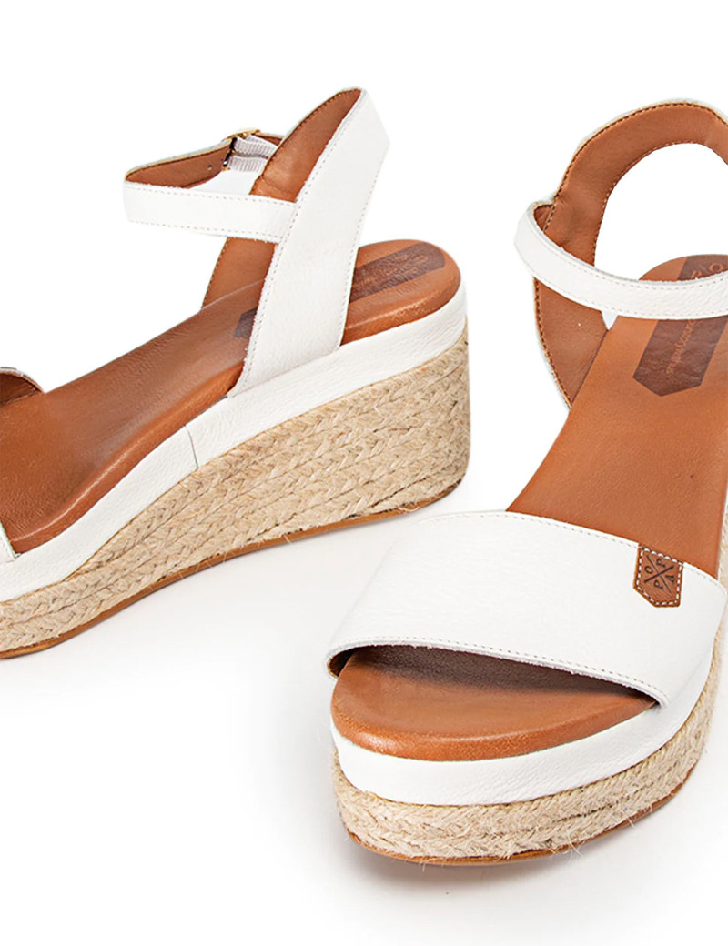 POPA SANDALES COMPENSÉES ARAMBOL CUIR BLANC