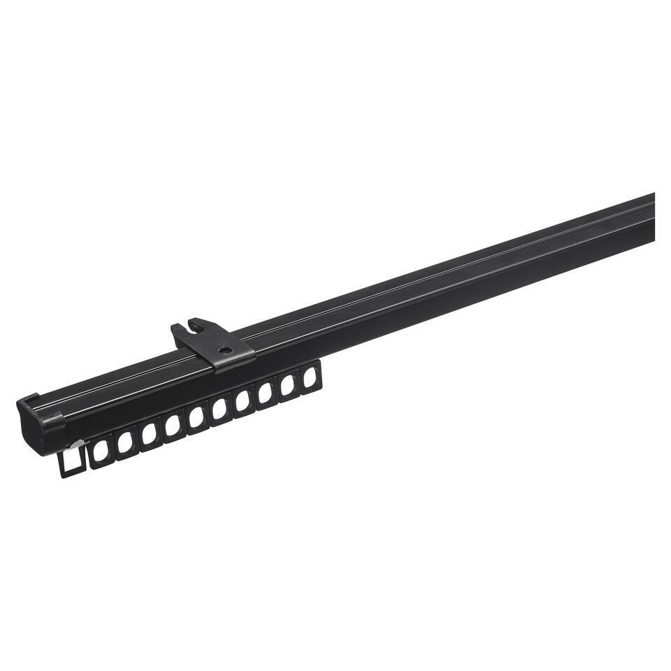 Gordijnrailset 200 cm Zwart Metaal