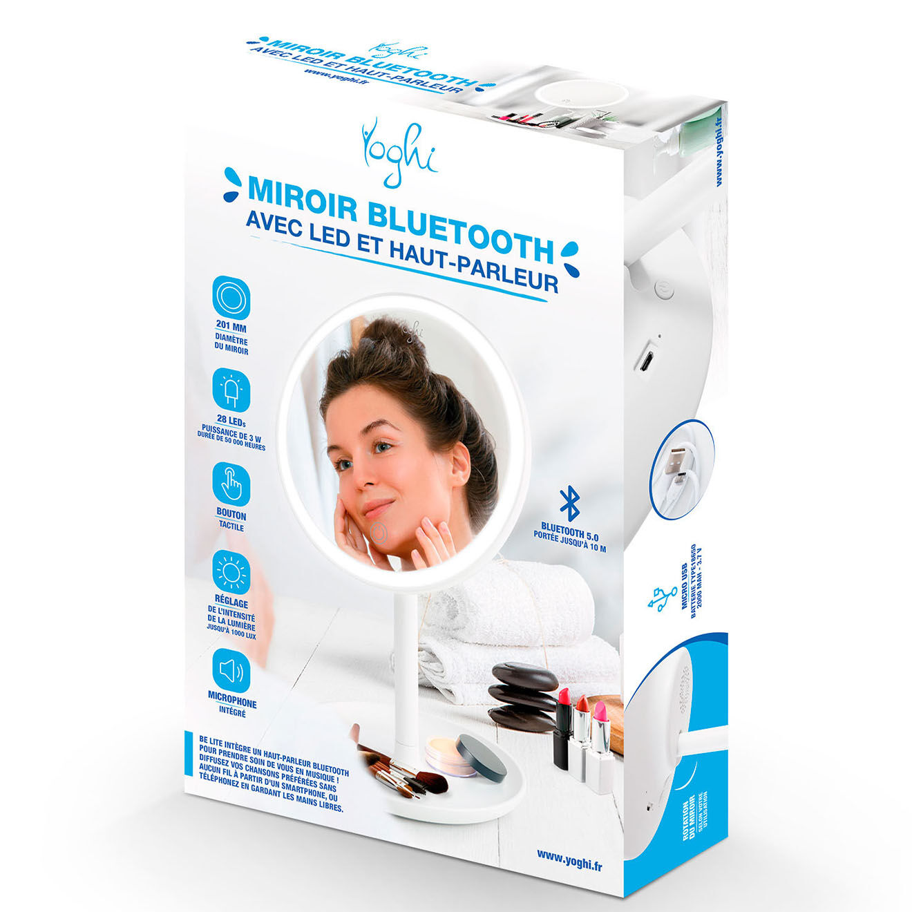 Yoghi Miroir avec LED blanc - D.20 cm