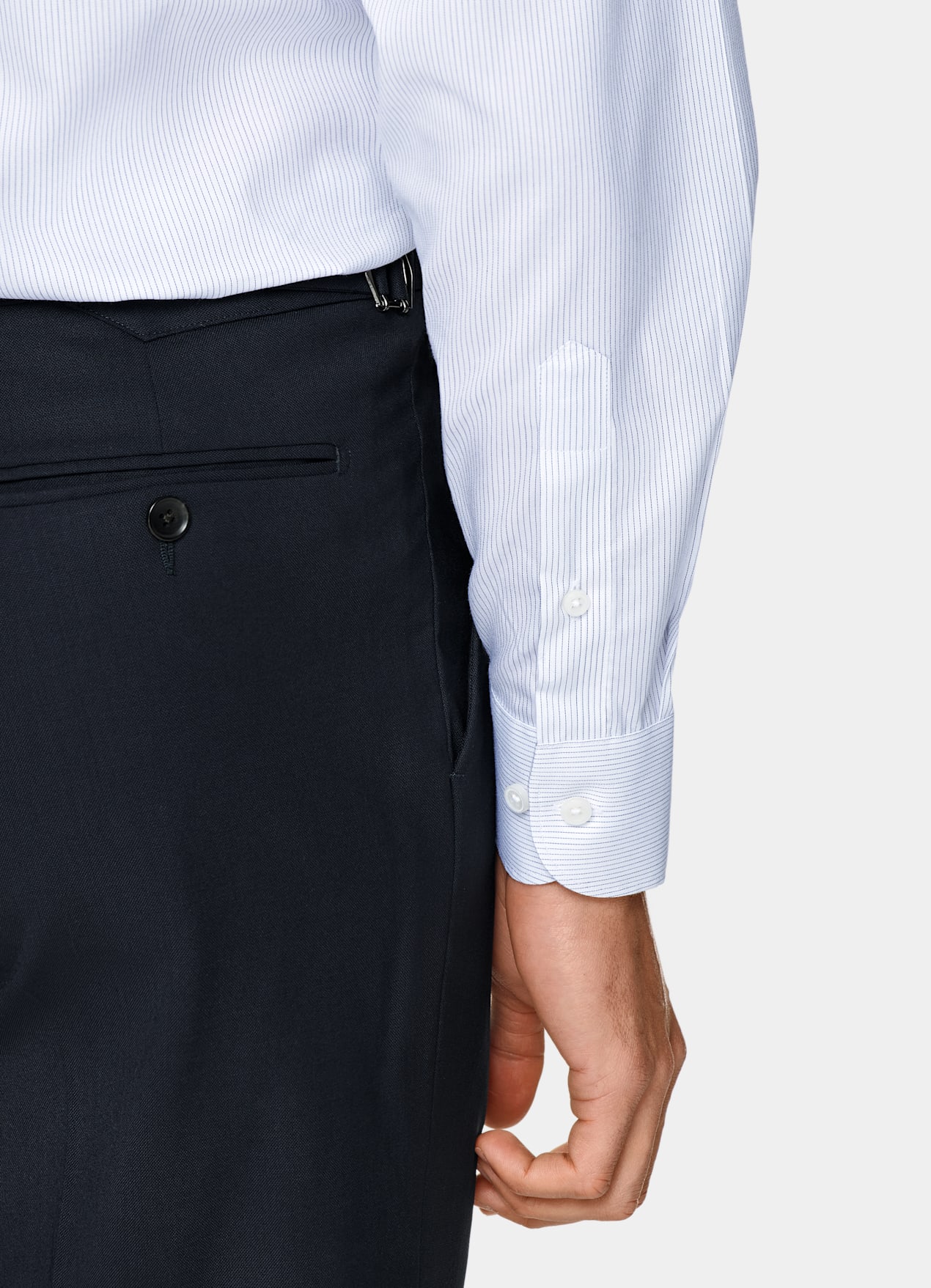 Chemise coupe ajustée en twill blanche à rayures