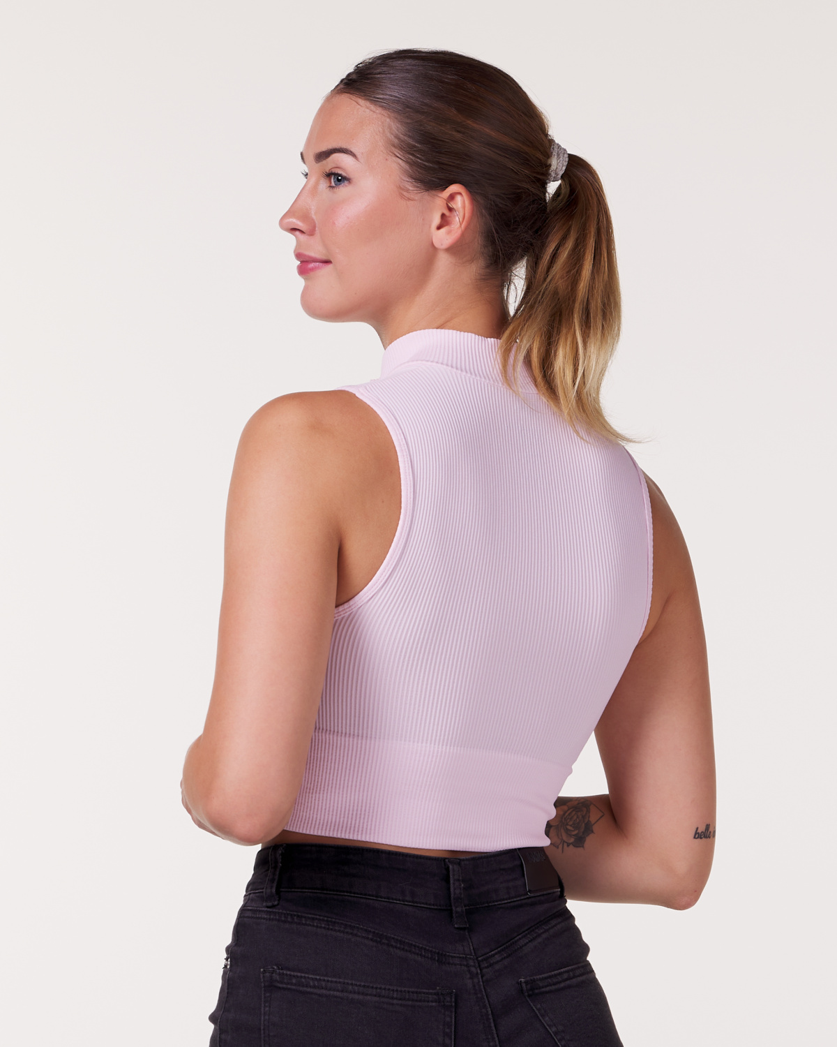 Bumpro Everyday Rib Crop Zip Pink