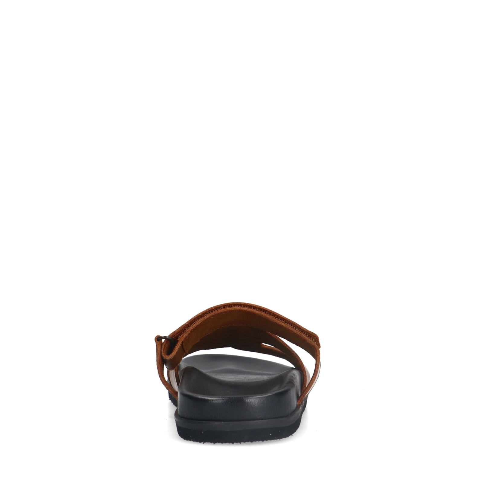Cognac leren slippers met bandje