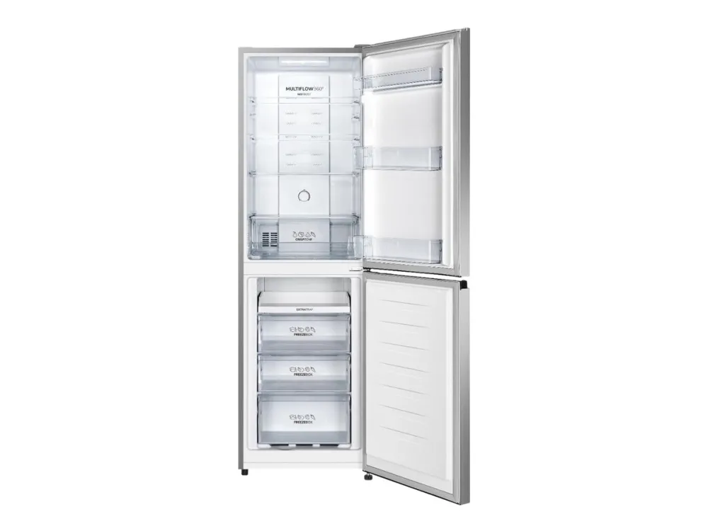 Gorenje Essential NRK418ECS4 - Køleskab/fryser - bund-fryser - bredde: 55 cm - dybde: 55.7 cm - højde: 182.4 cm - 256 liter - Klasse E - grå