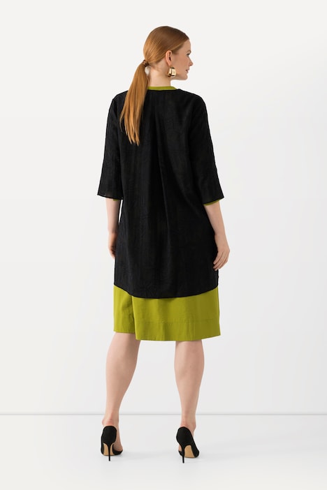 Jacke, A-Linie, offene Form, 3/4-Arm