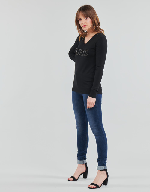 Guess - ODETTE VN LS SWEATER - Noir