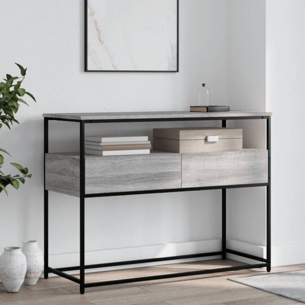 Consola de Entrada Anna com 2 Gavetas de 100 cm Cinzento Design Moderno