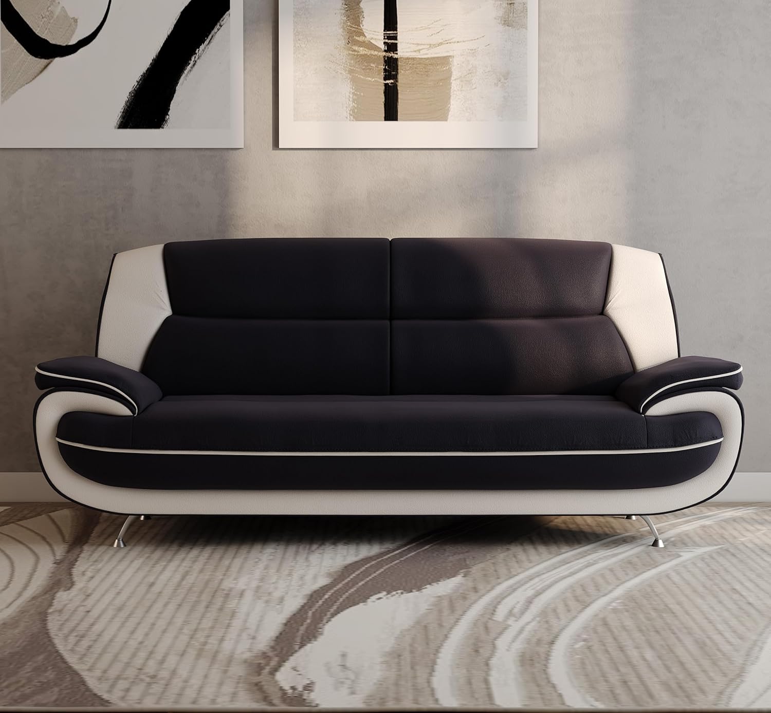 Sofa Set 3-2-1 für Wohnzimmer – Bequeme Couchgarnitur mit 3-Sitzer, 2-Sitzer & Sessel – Elegante Sitzgarnitur aus Kunstleder – Ohne Schlaffunktion – Komfortable Polsterung – Modernes Design