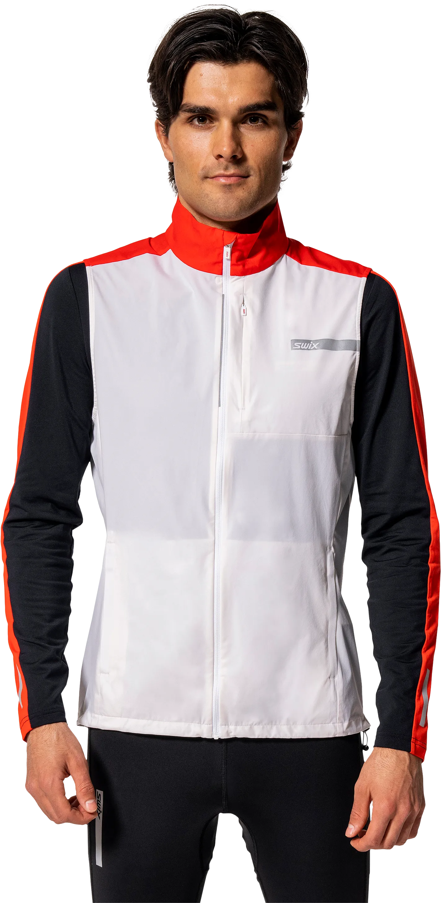 Swix Men's Roadline Wind Vest Bright White/Fiery Red