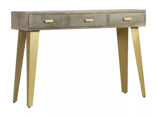 Table console Bois de manguier Gris avec laiton 110x35x76 cm