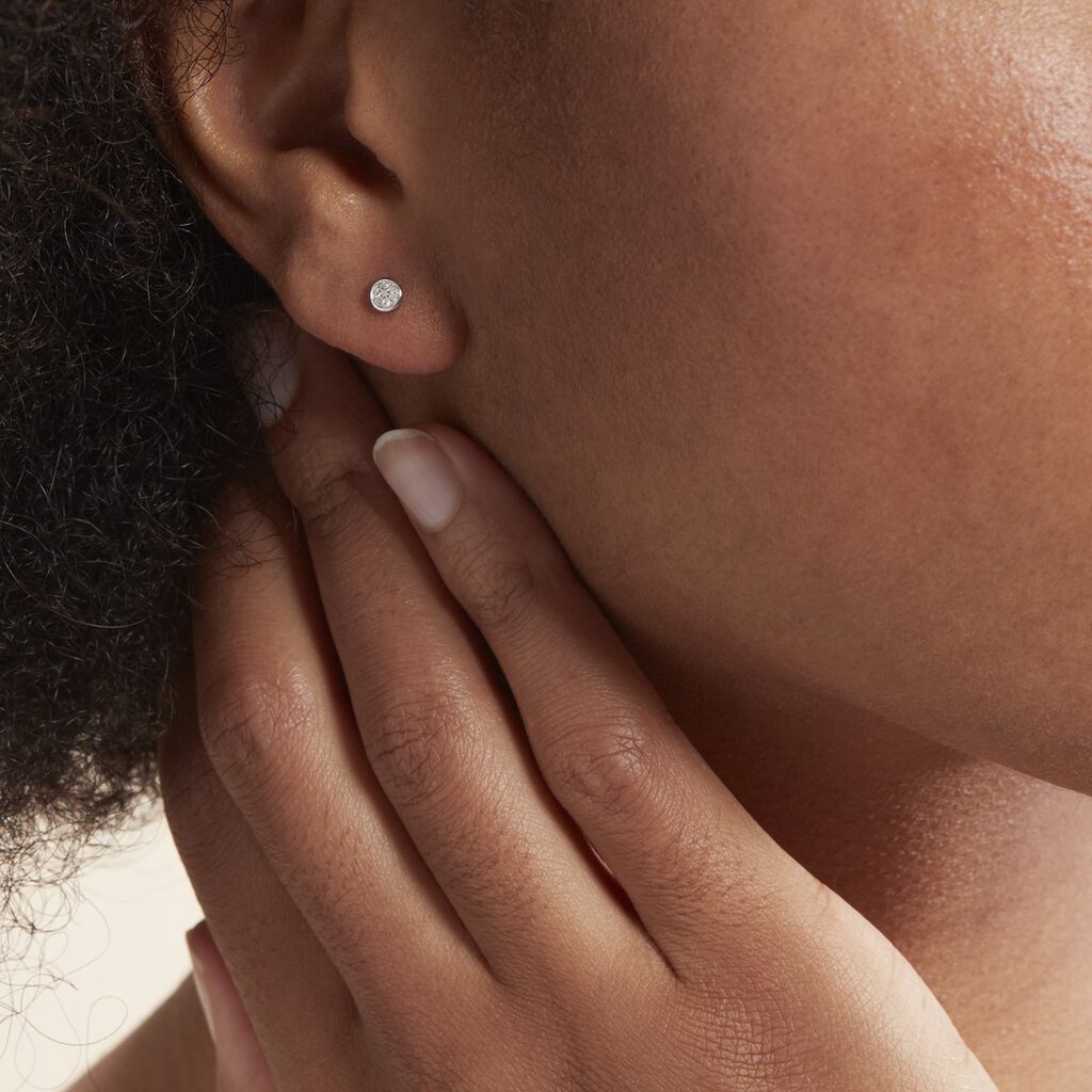 Boucles D'oreilles Puces Violanda Or Blanc Diamant