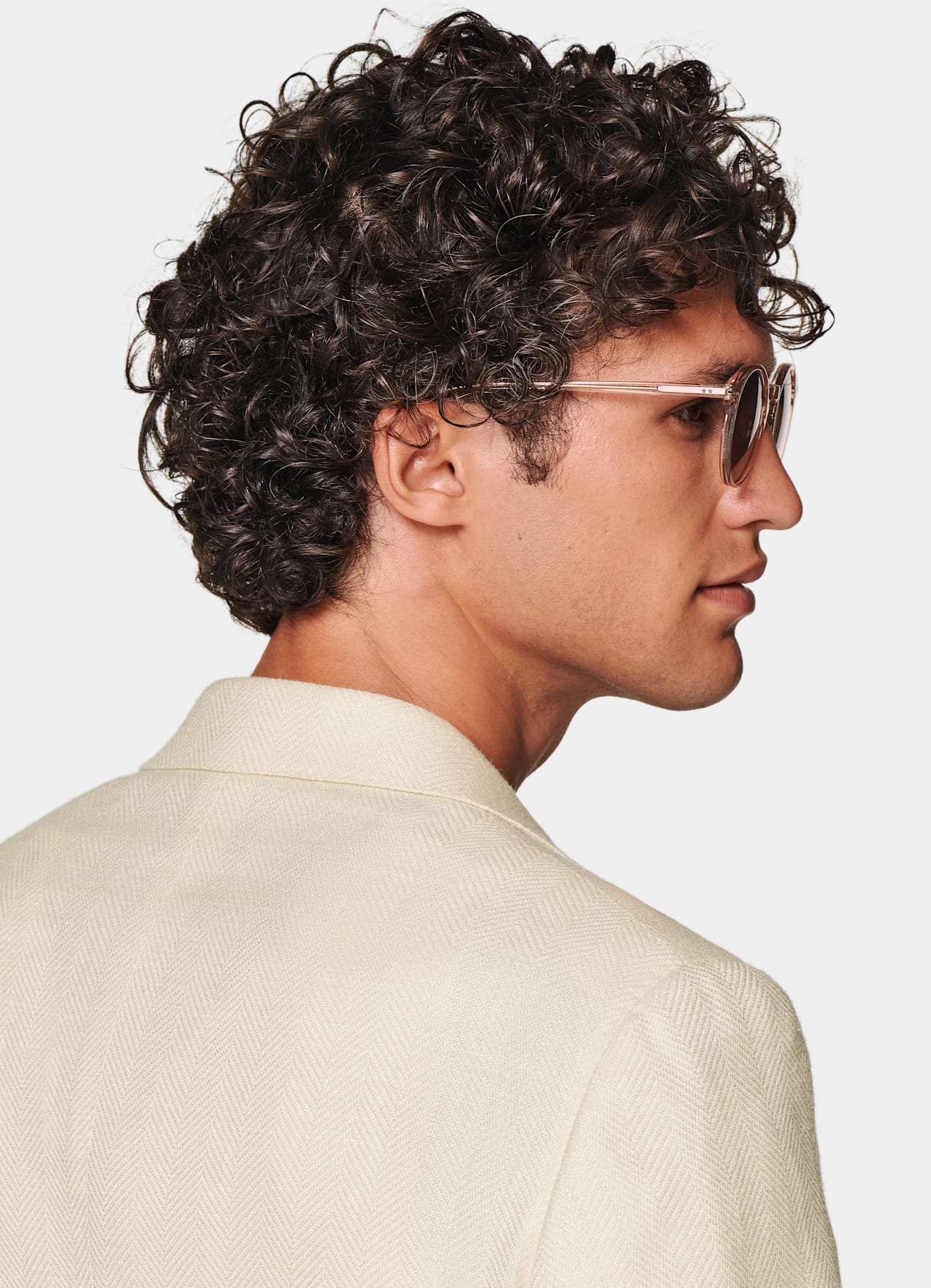 Blazer Havana coupe Tailored marron clair à chevrons