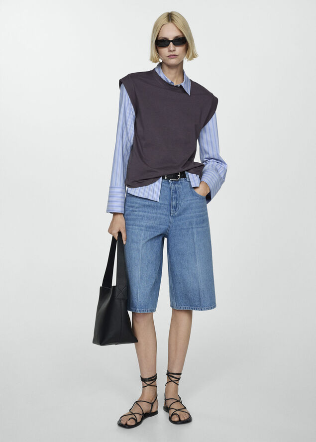 MANGO Short-sleeved cotton t-shirt Charcoal