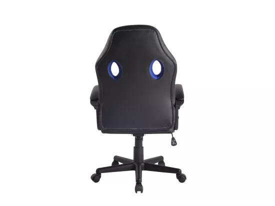 Chaise de bureau - Similicuir & Chrome - Noir / Bleu - Elbing